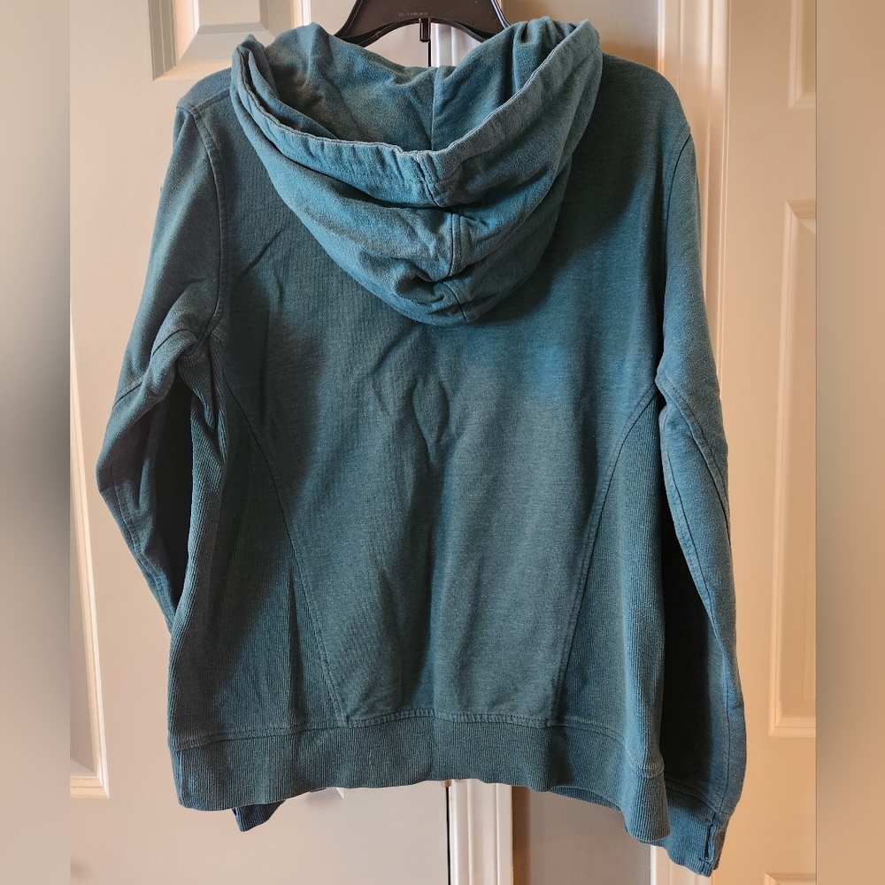 Women's Teal Full-Zip Hoodie with Hood and Pockets - Size XL - Picture 3 of 5
